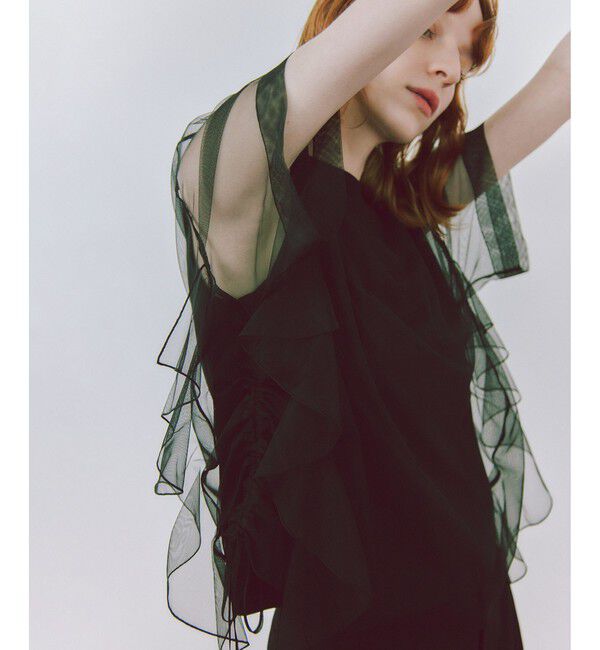ADAM ET ROPE'「【WEB限定】・【サステナブル】・【定番】ギャザーチュールトップス」|Tシャツ・カットソー|