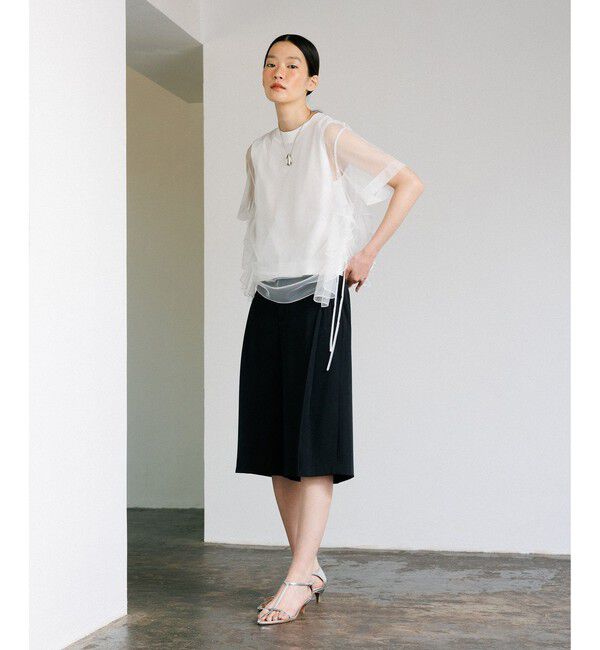 ADAM ET ROPE'「【WEB限定】・【サステナブル】・【定番】ギャザーチュールトップス」|Tシャツ・カットソー|