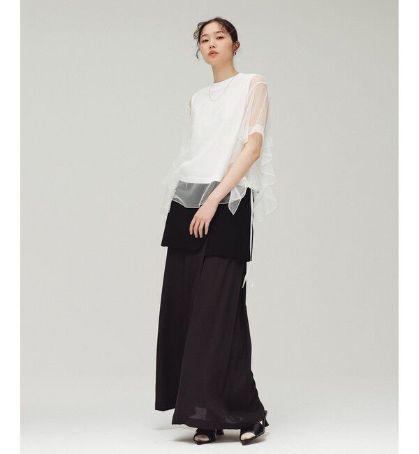 ADAM ET ROPE'「【WEB限定】・【サステナブル】・【定番】ギャザーチュールトップス」|Tシャツ・カットソー|
