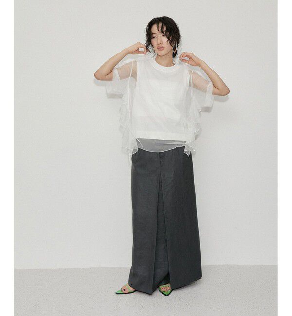 ADAM ET ROPE'「【WEB限定】・【サステナブル】・【定番】ギャザーチュールトップス」|Tシャツ・カットソー|