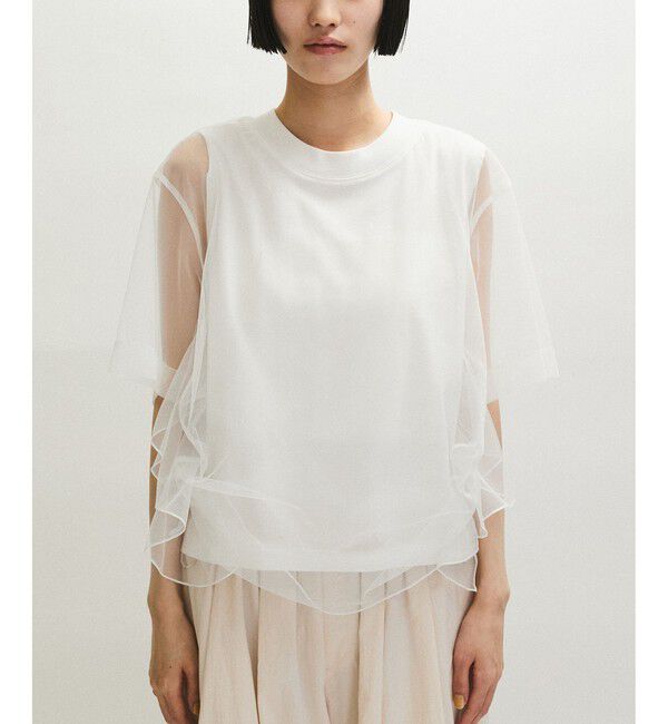 ADAM ET ROPE'「【WEB限定】・【サステナブル】・【定番】ギャザーチュールトップス」|Tシャツ・カットソー|