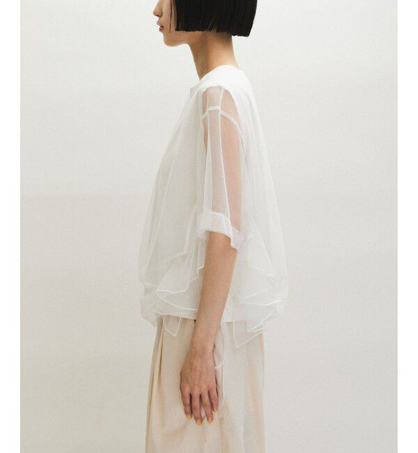 ADAM ET ROPE'「【WEB限定】・【サステナブル】・【定番】ギャザーチュールトップス」|Tシャツ・カットソー|