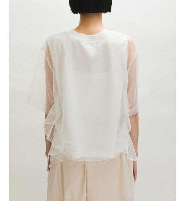 ADAM ET ROPE'「【WEB限定】・【サステナブル】・【定番】ギャザーチュールトップス」|Tシャツ・カットソー|