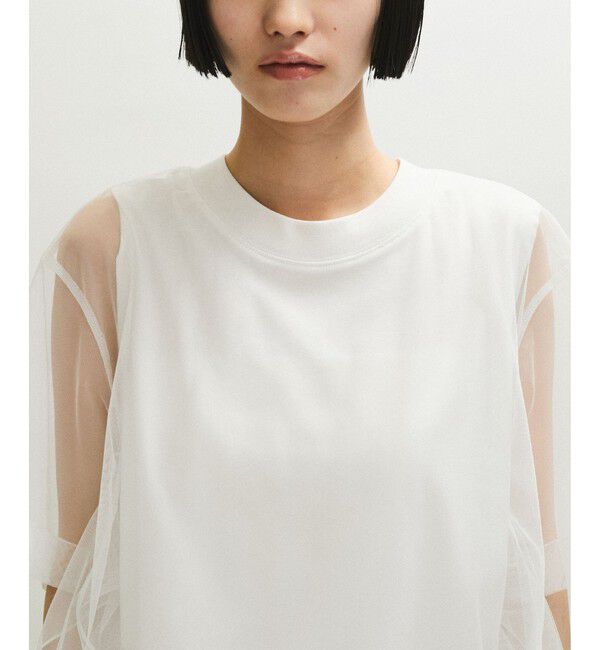 ADAM ET ROPE'「【WEB限定】・【サステナブル】・【定番】ギャザーチュールトップス」|Tシャツ・カットソー|