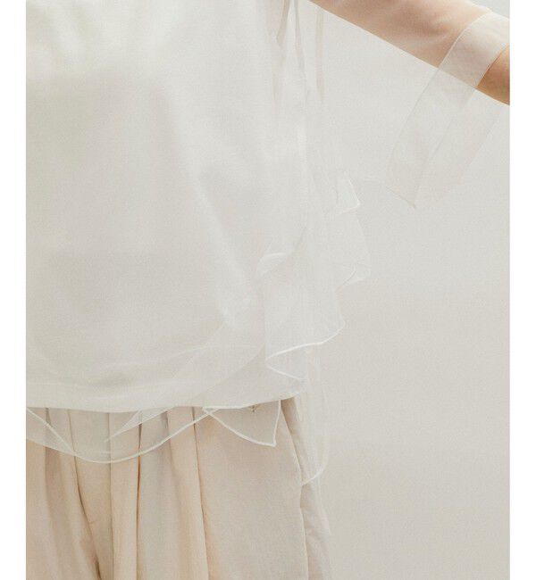 ADAM ET ROPE'「【WEB限定】・【サステナブル】・【定番】ギャザーチュールトップス」|Tシャツ・カットソー|