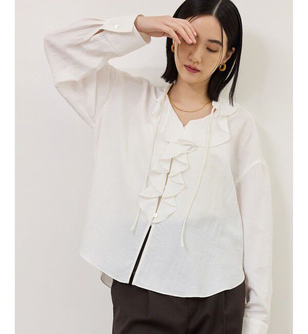 ADAM ET ROPE'「【WEB限定】ラッフルブラウス」|シャツ・ブラウス|ホワイト(10)