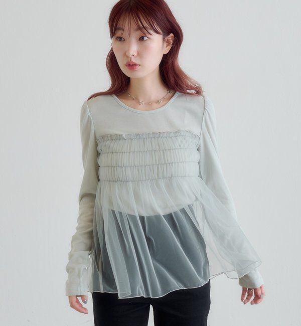  「チュールドッキングカットソー」|Tシャツ・カットソー|