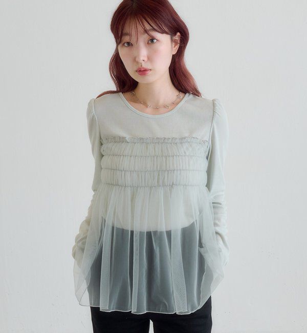  「チュールドッキングカットソー」|Tシャツ・カットソー|