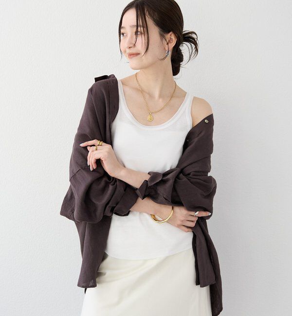  「【新色追加/6色展開】チュールリブタンクトップ」|キャミソール|