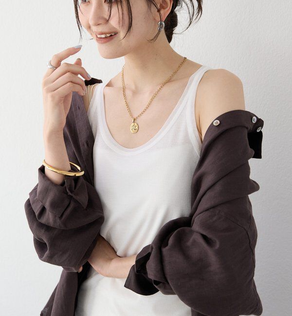  「【新色追加/6色展開】チュールリブタンクトップ」|キャミソール|