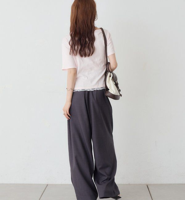  「レースドッキングオフショル半袖Tシャツ」|Tシャツ・カットソー|