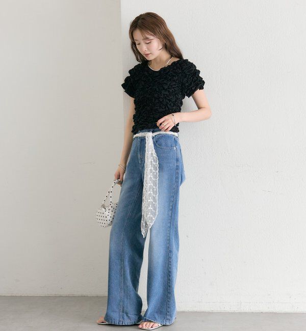  「【新色BRN】《6色展開/伸縮性あり◎》ふわふわシャーリングTシャツ」|Tシャツ・カットソー|