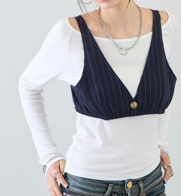  「【SixM 】 Stripe Bustier」|シャツ・ブラウス|
