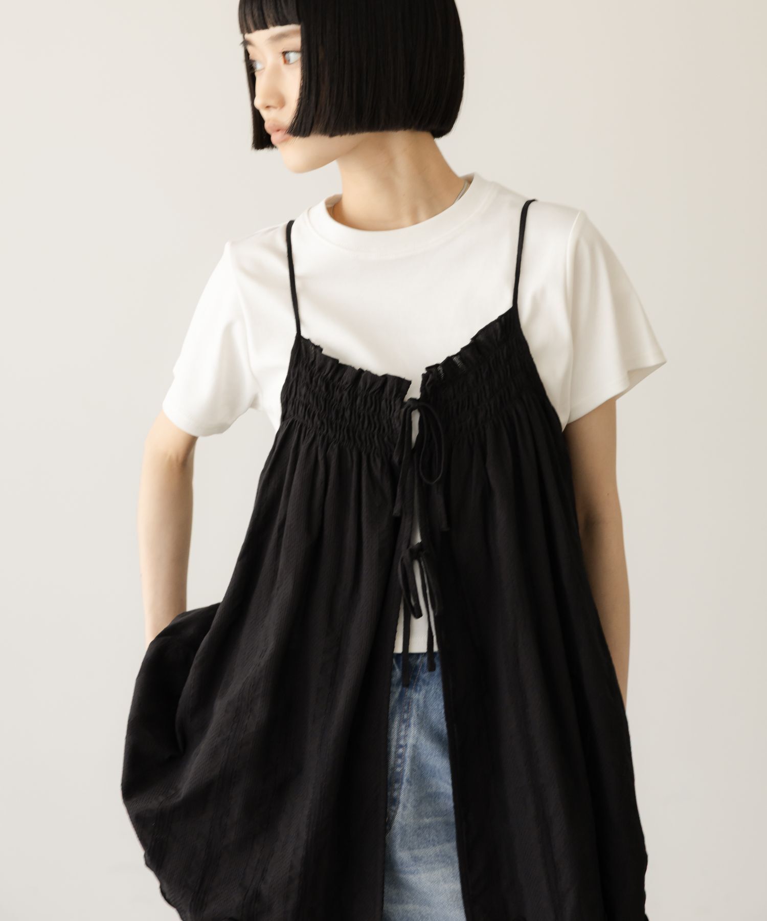 LOWRYS FARM「２ＷＡＹバテンレースミニワンピース」|ワンピース|BLK