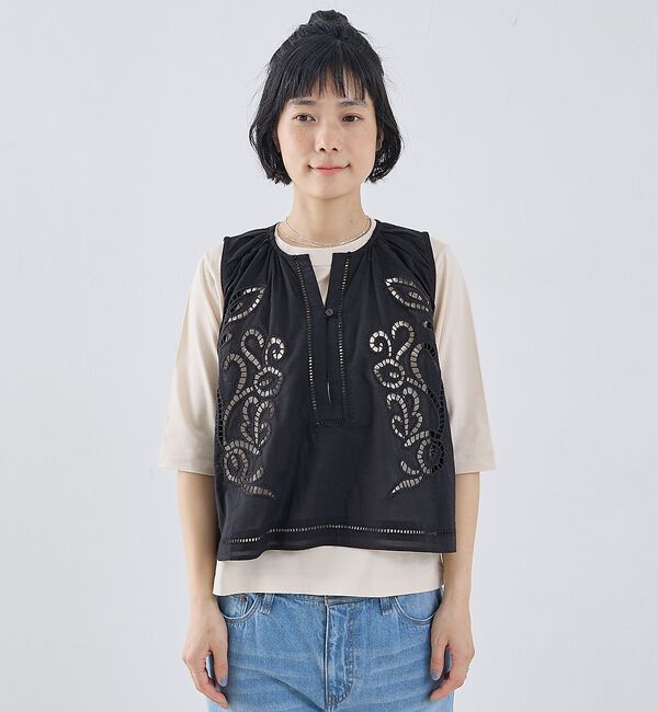 collex「カットワーク刺繍サイドリボンベスト」|ベスト・ジレ|