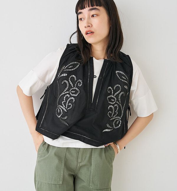 collex「カットワーク刺繍サイドリボンベスト」|ベスト・ジレ|