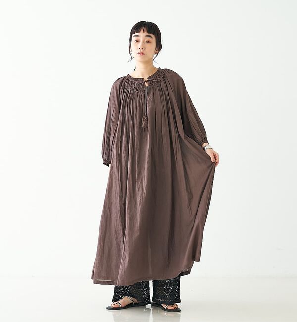 collex「インド綿2WAYギャザーコットンワンピース」|ワンピース|ブラウン