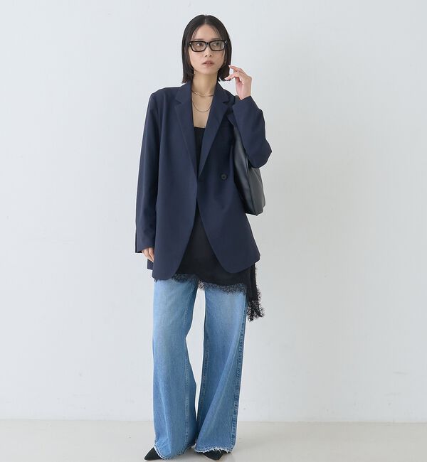 Rouge vif「【セットアップ対応】レースサテンアシンメトリーキャミソール」|キャミソール|
