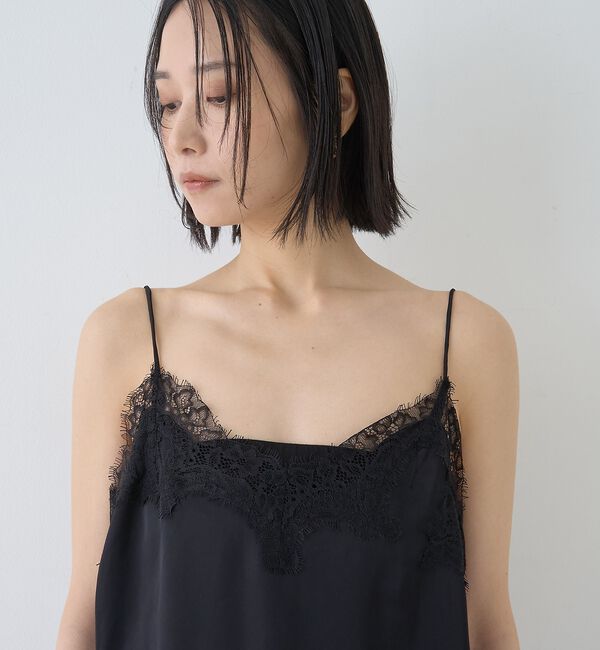 Rouge vif「【セットアップ対応】レースサテンアシンメトリーキャミソール」|キャミソール|