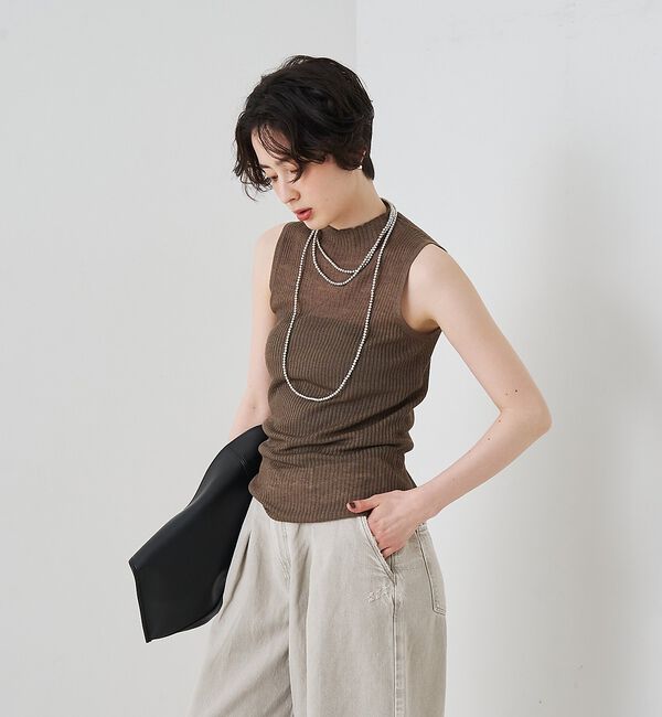 Rouge vif「きらめきラメシアータートルリブタンクニット」|ニット・セーター|