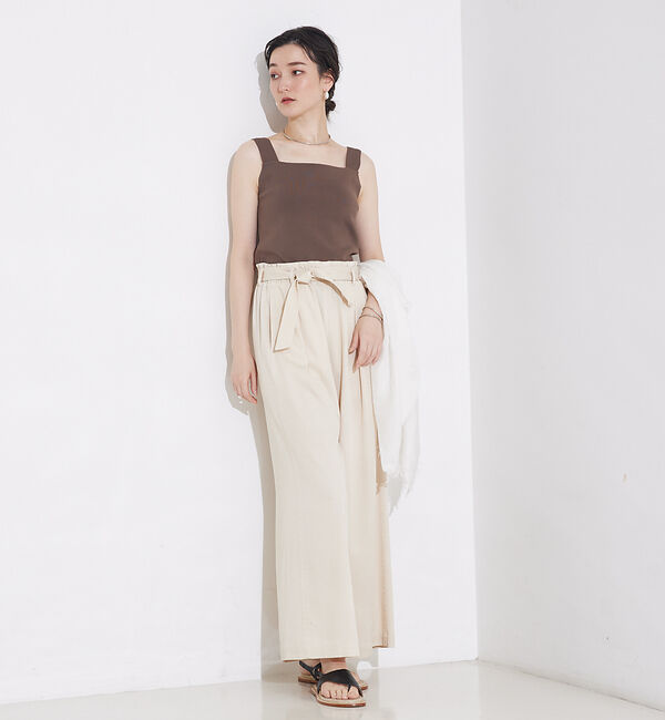 qualite「【セットアップ対応】接触冷感/レーヨンストレッチニットノースリーブ」|キャミソール|
