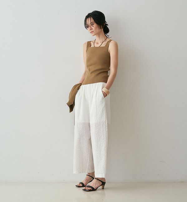 qualite「【接触冷感・セットアップ対応】レーヨンストレッチニットノースリーブ」|キャミソール|