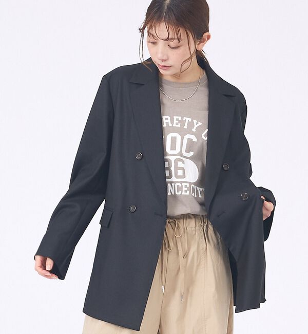 abahouse mavie「【セットアップ対応】ライトメランジダブルジャケット」|その他|ブラック