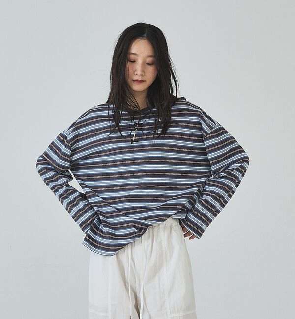 abahouse mavie「マルチボーダーロングTシャツ」|Tシャツ・カットソー|