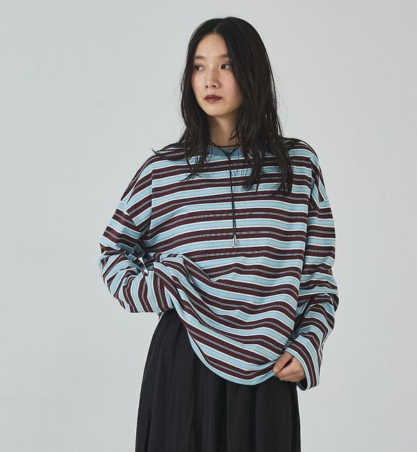 abahouse mavie「マルチボーダーロングTシャツ」|Tシャツ・カットソー|