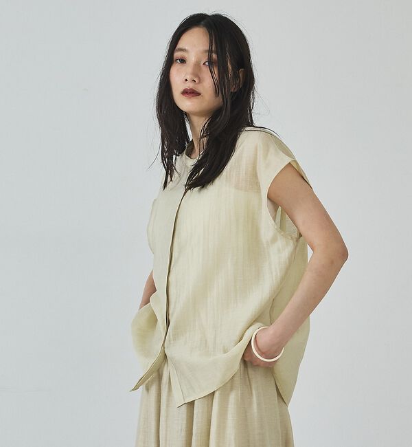 abahouse mavie「【セットアップ対応】リネンライクシアーノースリーブシャツ」|シャツ・ブラウス|