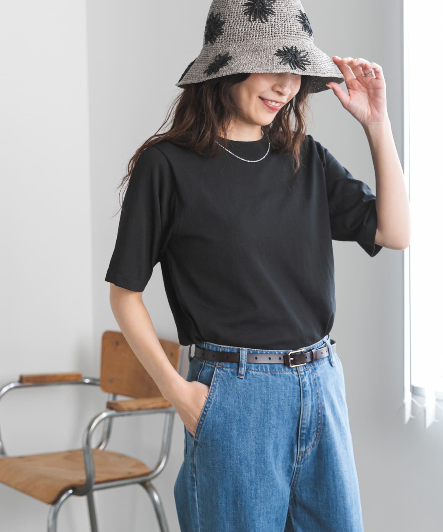URBAN RESEARCH DOORS「『仁村紗和さん着用』『UR TECH』ｻﾏｼｪｱﾆｯﾄﾊｰﾌｽﾘｰﾌﾞﾌﾟﾙ」|Tシャツ・カットソー|