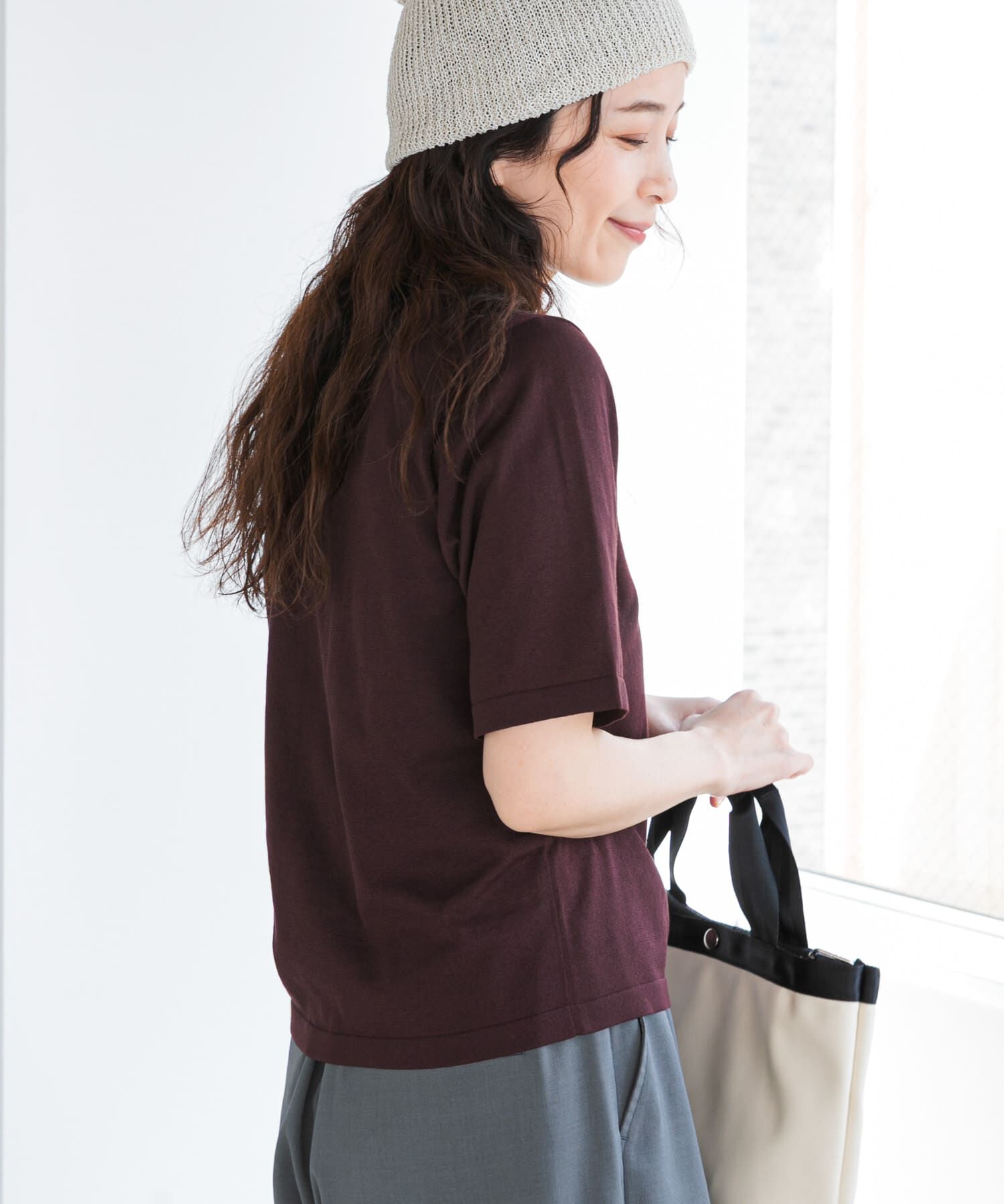 URBAN RESEARCH DOORS「『仁村紗和さん着用』『UR TECH』ｻﾏｼｪｱﾆｯﾄﾊｰﾌｽﾘｰﾌﾞﾌﾟﾙ」|Tシャツ・カットソー|