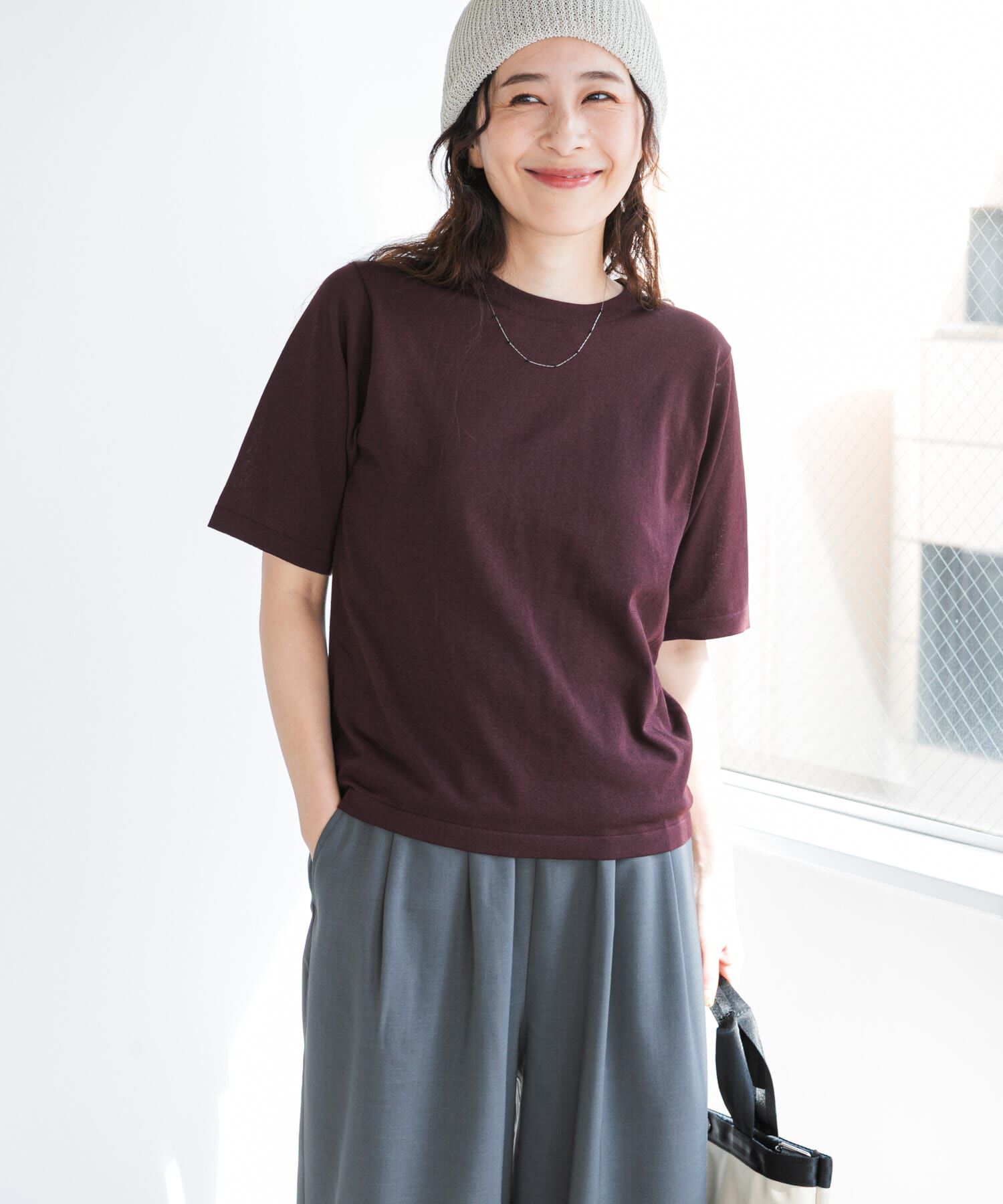 URBAN RESEARCH DOORS「『仁村紗和さん着用』『UR TECH』ｻﾏｼｪｱﾆｯﾄﾊｰﾌｽﾘｰﾌﾞﾌﾟﾙ」|Tシャツ・カットソー|