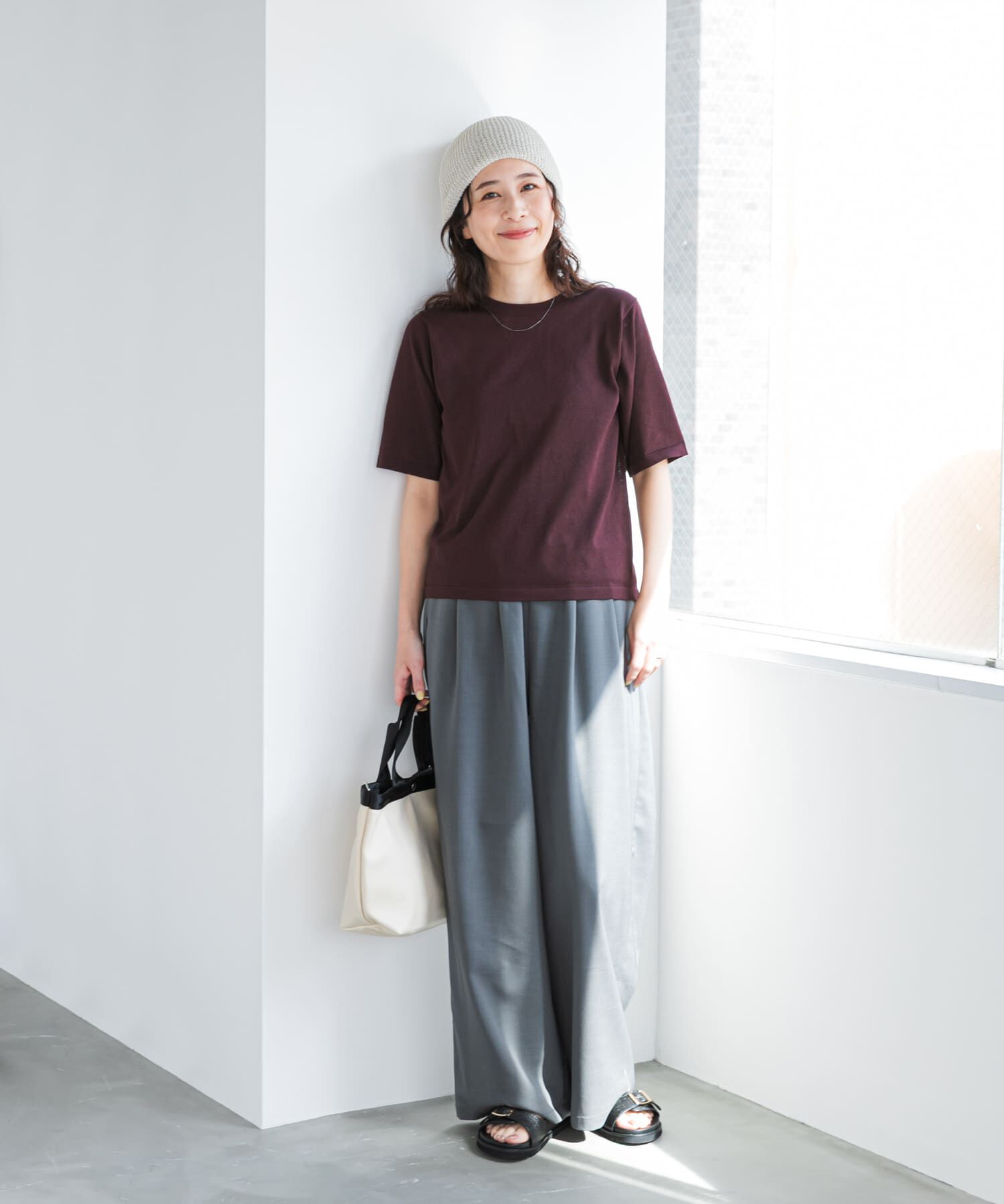 URBAN RESEARCH DOORS「『仁村紗和さん着用』『UR TECH』ｻﾏｼｪｱﾆｯﾄﾊｰﾌｽﾘｰﾌﾞﾌﾟﾙ」|Tシャツ・カットソー|