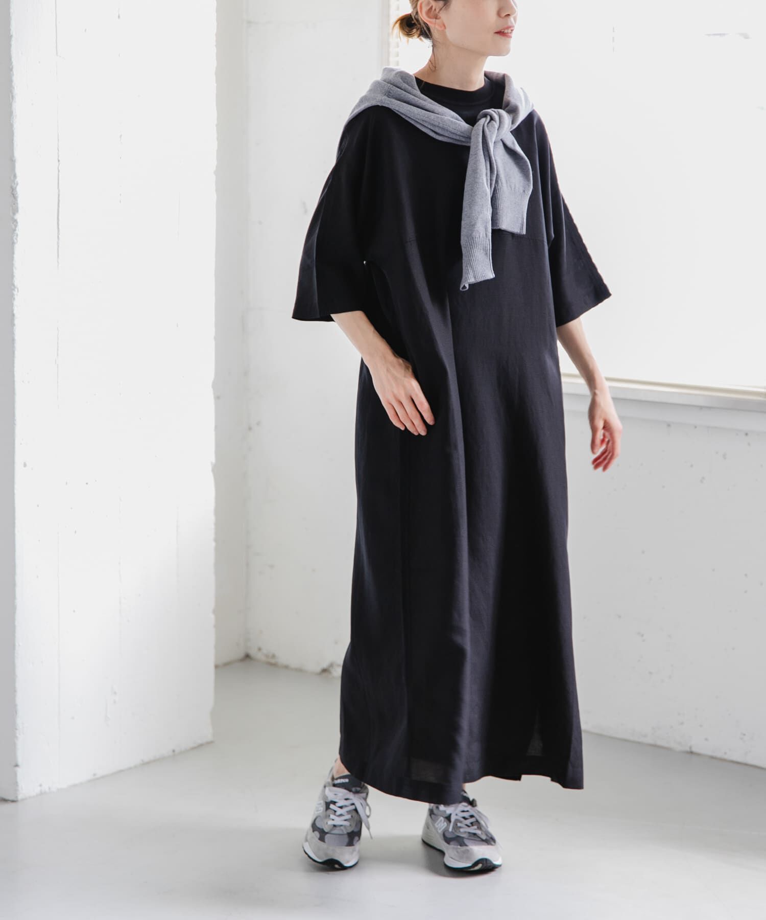 URBAN RESEARCH DOORS「『一部WEB限定カラー』FORK&SPOON　リネン混プルオーバーワンピース」|ワンピース|ブラック