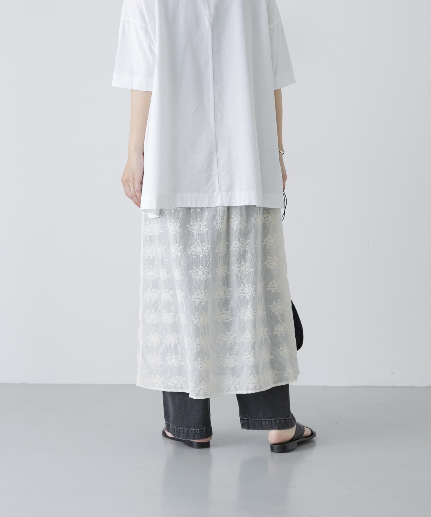かぐれ「コットンガーゼ刺繍スカート」|スカート|
