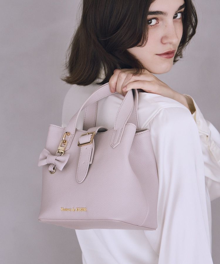 Maison de FLEUR「【2Way】ベルト付きバケットバッグ」|ハンドバッグ|ピンク