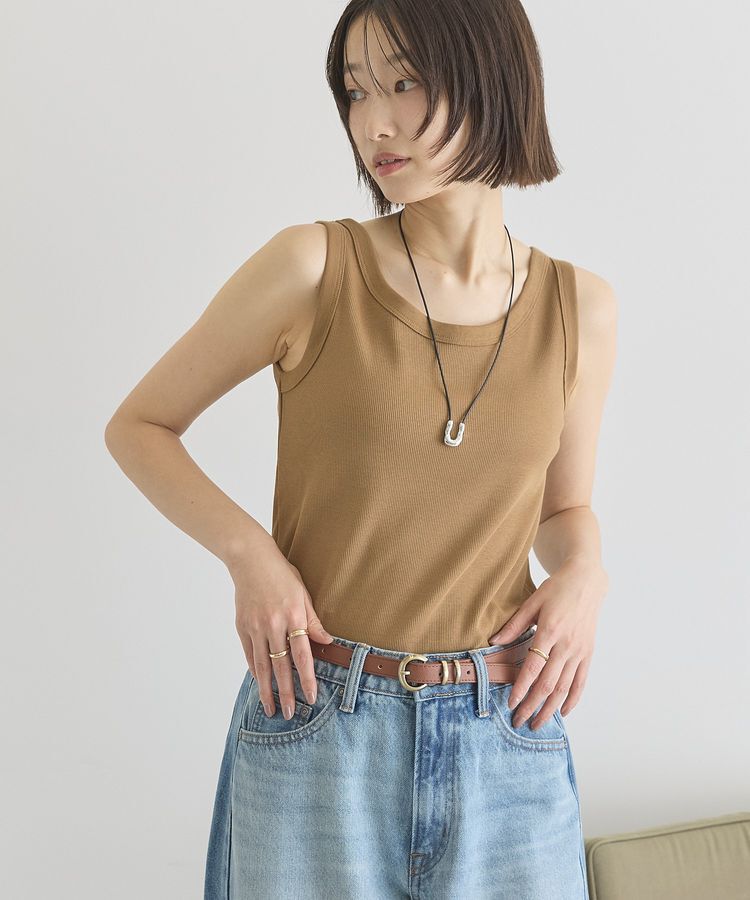 AMERICAN HOLIC「【抗菌防臭】テレコタンクトップ」|インナー|Dark beige