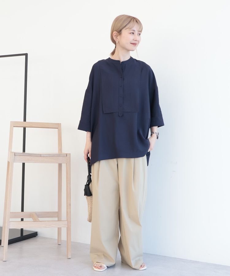 AMERICAN HOLIC「【WEB限定】接触冷感バンドカラーシャツチュニック」|シャツ・ブラウス|