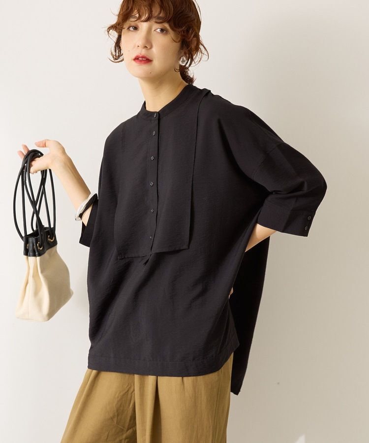 AMERICAN HOLIC「【WEB限定】接触冷感バンドカラーシャツチュニック」|シャツ・ブラウス|Black