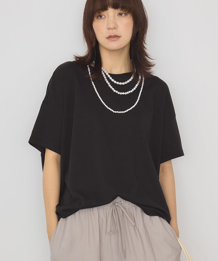 AMERICAN HOLIC「【接触冷感+UVカット】半袖コクーンカットプルオーバー」|Tシャツ・カットソー|Black
