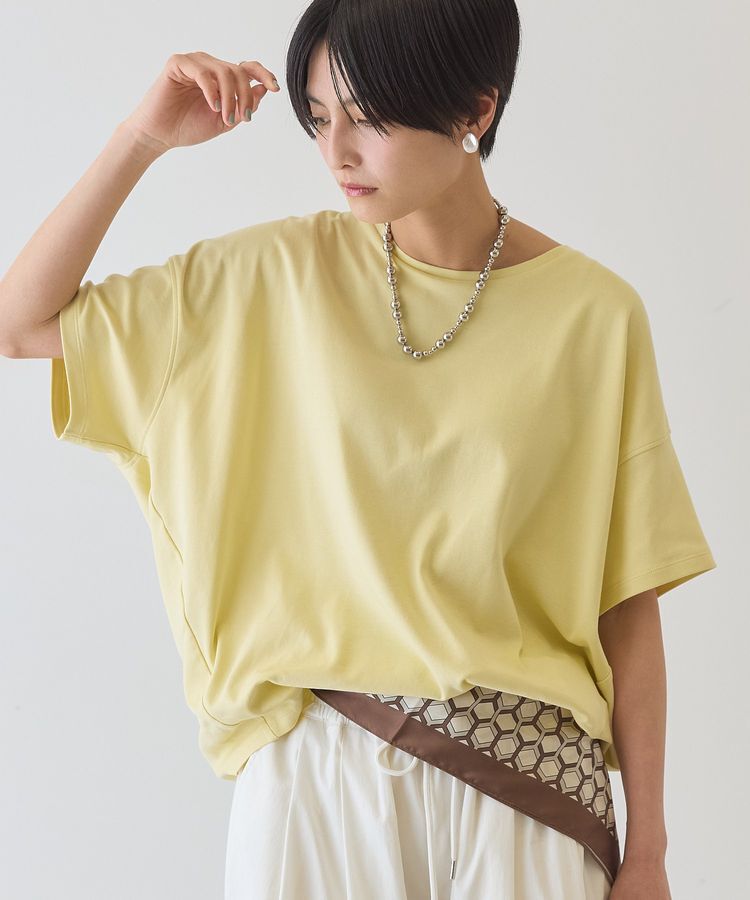 AMERICAN HOLIC「【接触冷感+UVカット】半袖コクーンカットプルオーバー」|Tシャツ・カットソー|Yellow