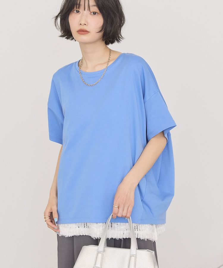 AMERICAN HOLIC「【接触冷感+UVカット】半袖コクーンカットプルオーバー」|Tシャツ・カットソー|Blue
