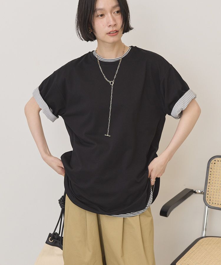 AMERICAN HOLIC「裾ラウンドTシャツ」|Tシャツ・カットソー|Black