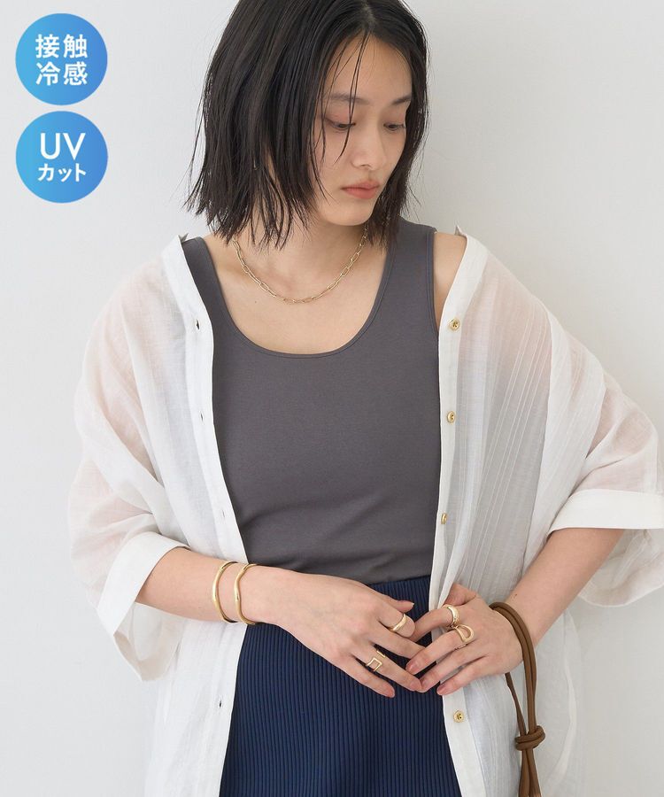 AMERICAN HOLIC「【接触冷感・UVカット】Uネックタンクトップ」|インナー|Charcoal Gray