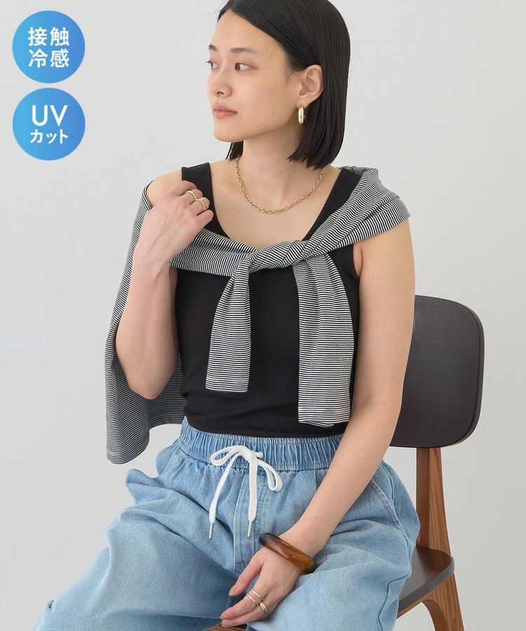 AMERICAN HOLIC「【接触冷感・UVカット】Uネックタンクトップ」|インナー|Black