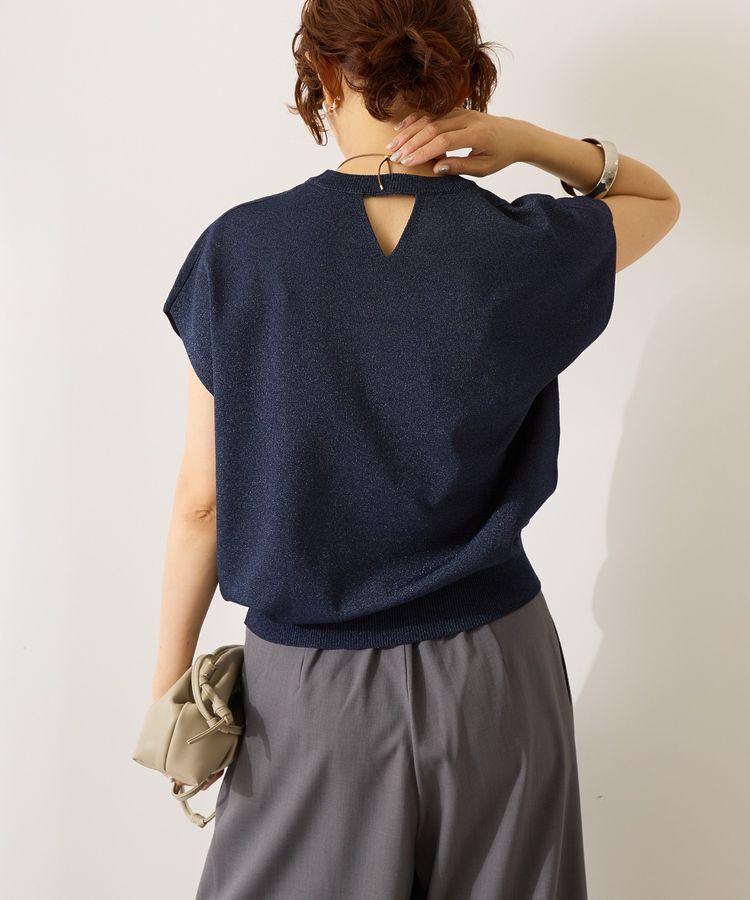 AMERICAN HOLIC「【WEB限定】接触冷感ラメフレンチスリーブニットプルオーバー」|ニット・セーター|