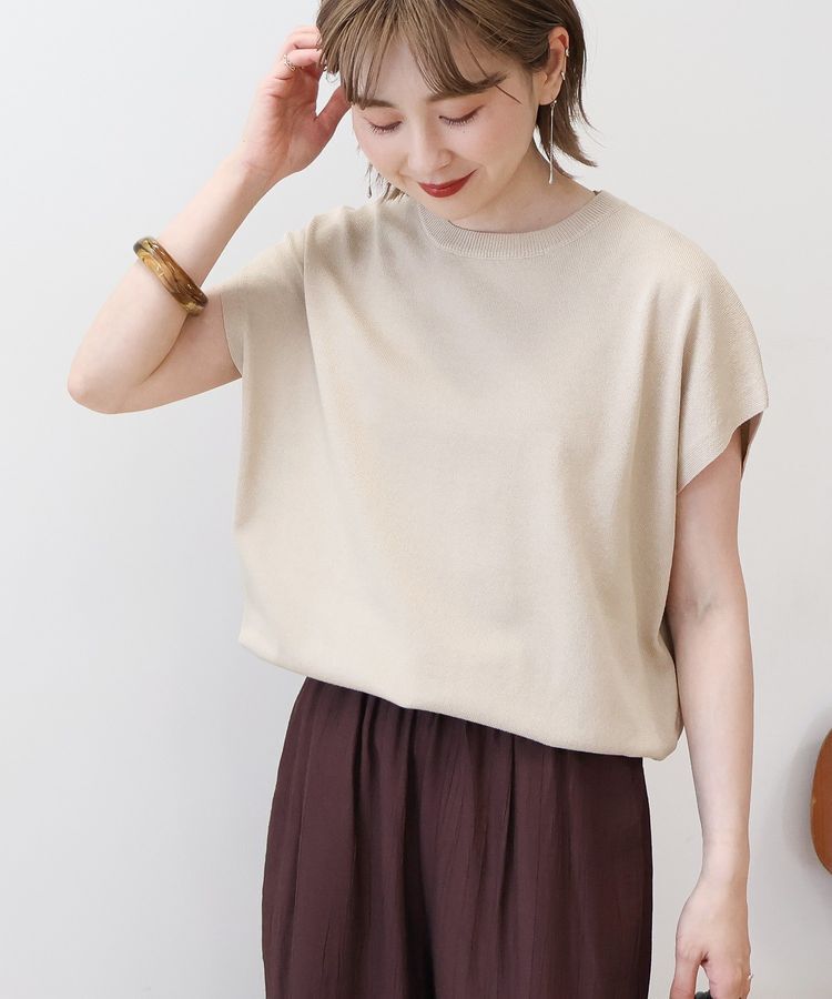 AMERICAN HOLIC「【WEB限定】接触冷感ラメフレンチスリーブニットプルオーバー」|ニット・セーター|Beige