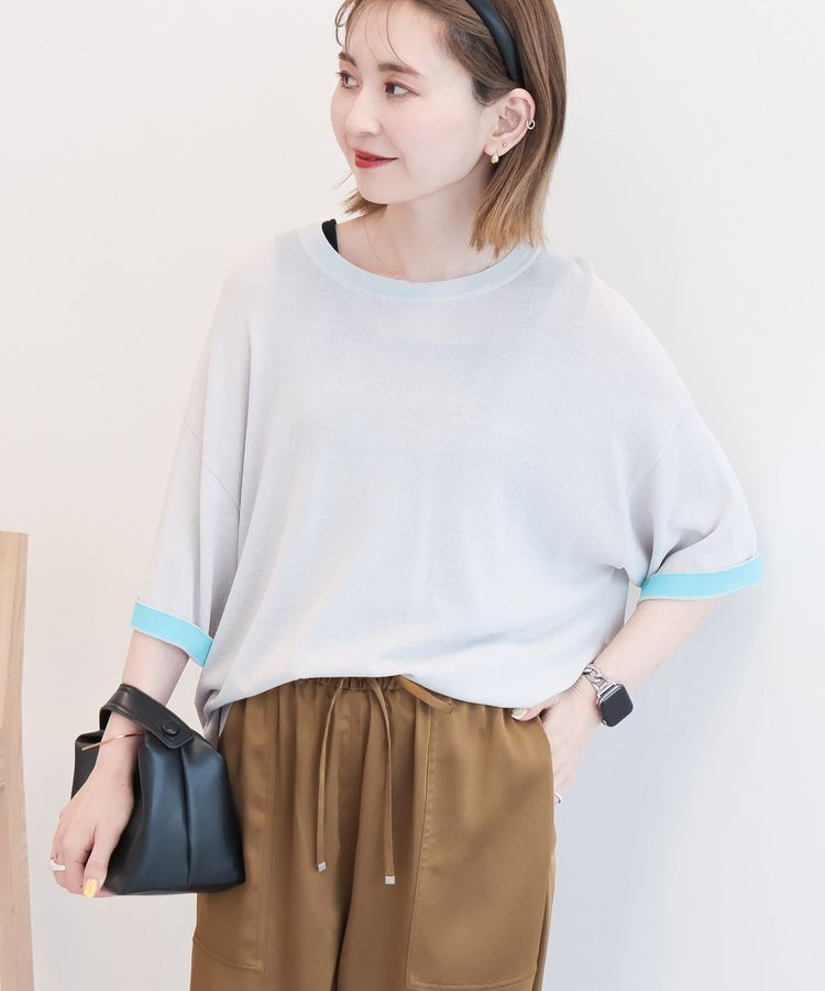 AMERICAN HOLIC「【接触冷感】配色コクーンシルエットニット」|ニット・セーター|Light Gray