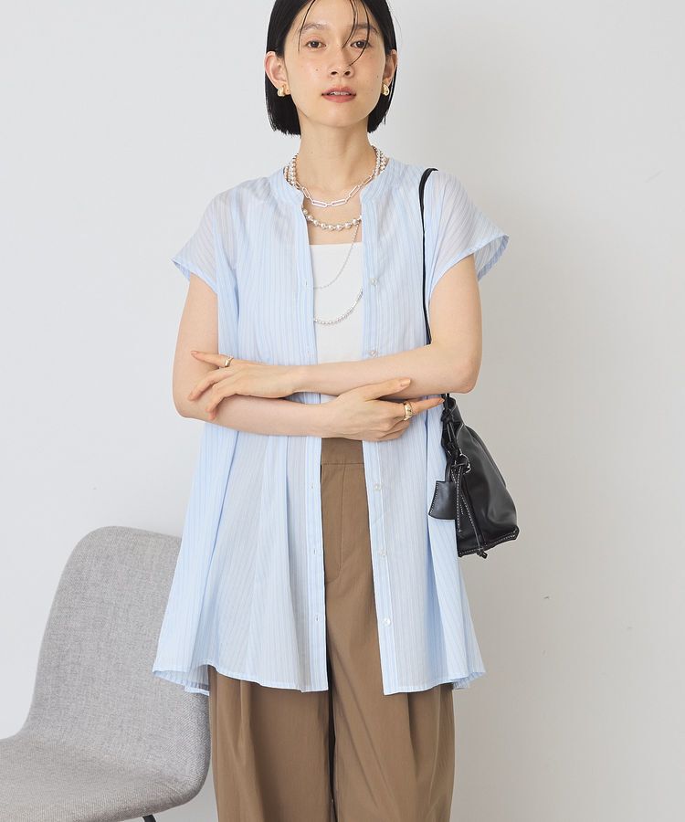 AMERICAN HOLIC「【接触冷感】フレンチスリーブフレアスキッパーブラウス」|シャツ・ブラウス|